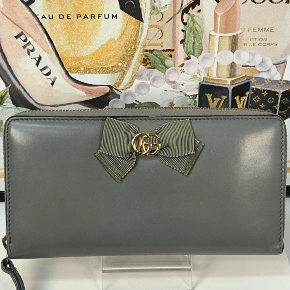 GUCCI GG Marmont Japan Exclusive Ribbon Zip Around  Wallet 😍 - Picture 17 of 17